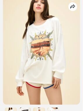 Daydreamer White Long Sleeve Graphic Tee with Multicolor Sun Print